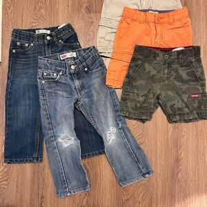 Levi's Kids Blue Jeans and Orange Camo Shorts Size 3T.
